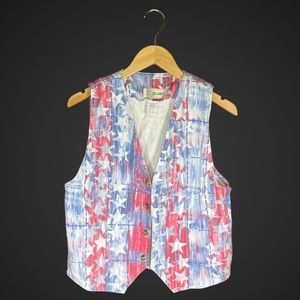 Vintage denim jean vest 4th of July American patriotic Small women western